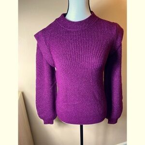 Who What Wear Purple Modern Sweater Shoulder Detail 1980s Inspired Small NEW